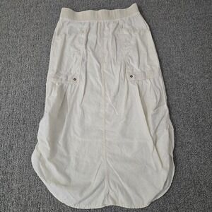 XCVI Wearables Y2K Linen Blend Ruched Maxi Skirt Cream Womens Size S